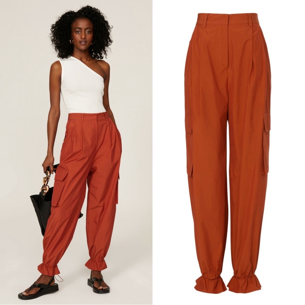 Drae Pleated Cargo Pocket Baggy Pants Size Medium Rust Orange
